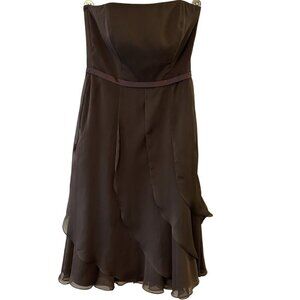 Flowy Strapless Dress Size 14 Brown